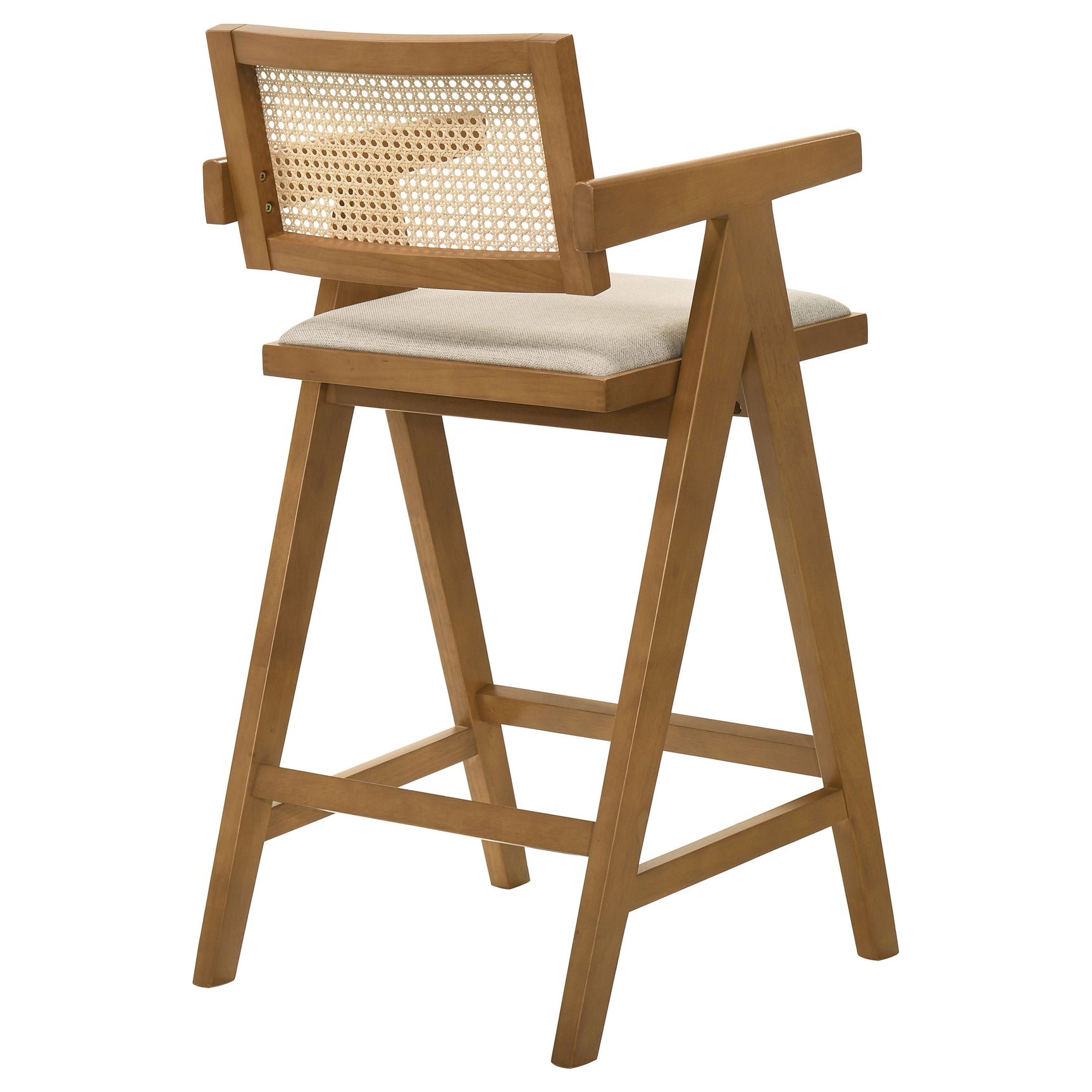 Kane Woven Rattan Wood Bar Chair Light Walnut (Set of 2) - Tampa Furniture Outlet