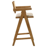 Kane Woven Rattan Wood Bar Chair Light Walnut (Set of 2) - Tampa Furniture Outlet