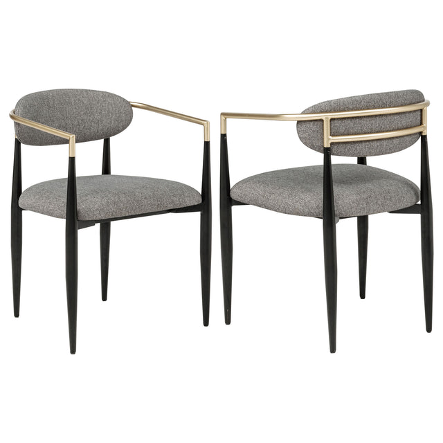 Tampa Furniture Outlet - Coaster - Bradbury Fabric Upholstered Dining Arm Chair Grey (Set of 2) - 182682