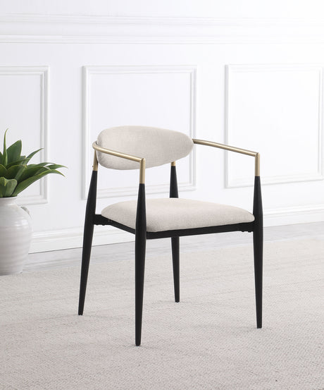 Bradbury Fabric Upholstered Dining Arm Chair Beige (Set of 2) - Tampa Furniture Outlet