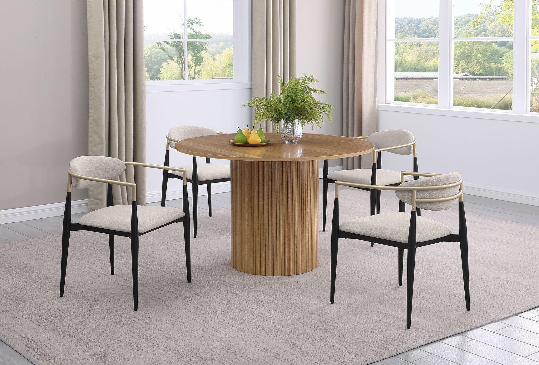 Bradbury Fabric Upholstered Dining Arm Chair Beige (Set of 2) - Tampa Furniture Outlet