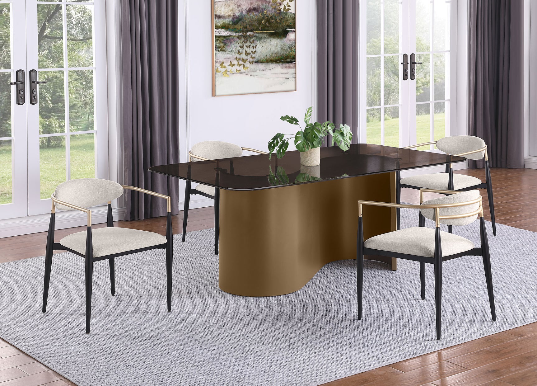 Bradbury Fabric Upholstered Dining Arm Chair Beige (Set of 2) - Tampa Furniture Outlet