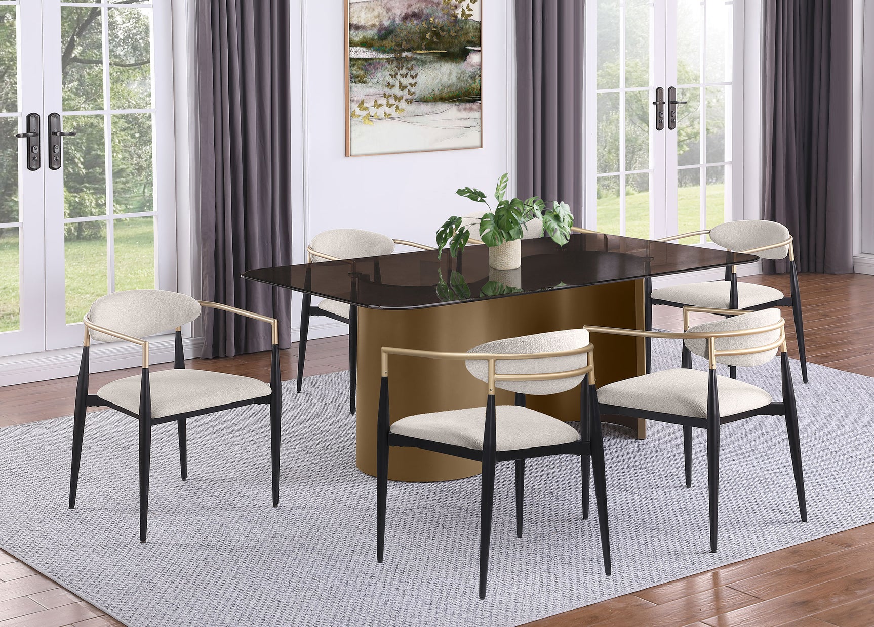 Bradbury Fabric Upholstered Dining Arm Chair Beige (Set of 2) - Tampa Furniture Outlet
