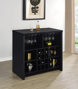 Topanga Engineered Wood Freestanding Home Bar Black - Tampa Furniture Outlet