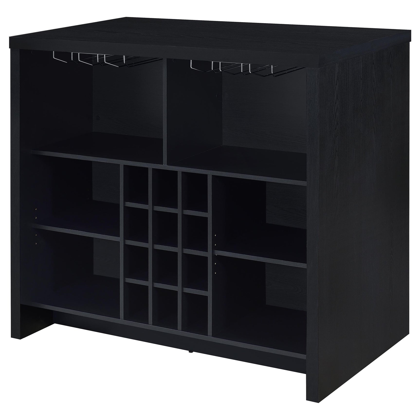 Topanga Engineered Wood Freestanding Home Bar Black - Tampa Furniture Outlet