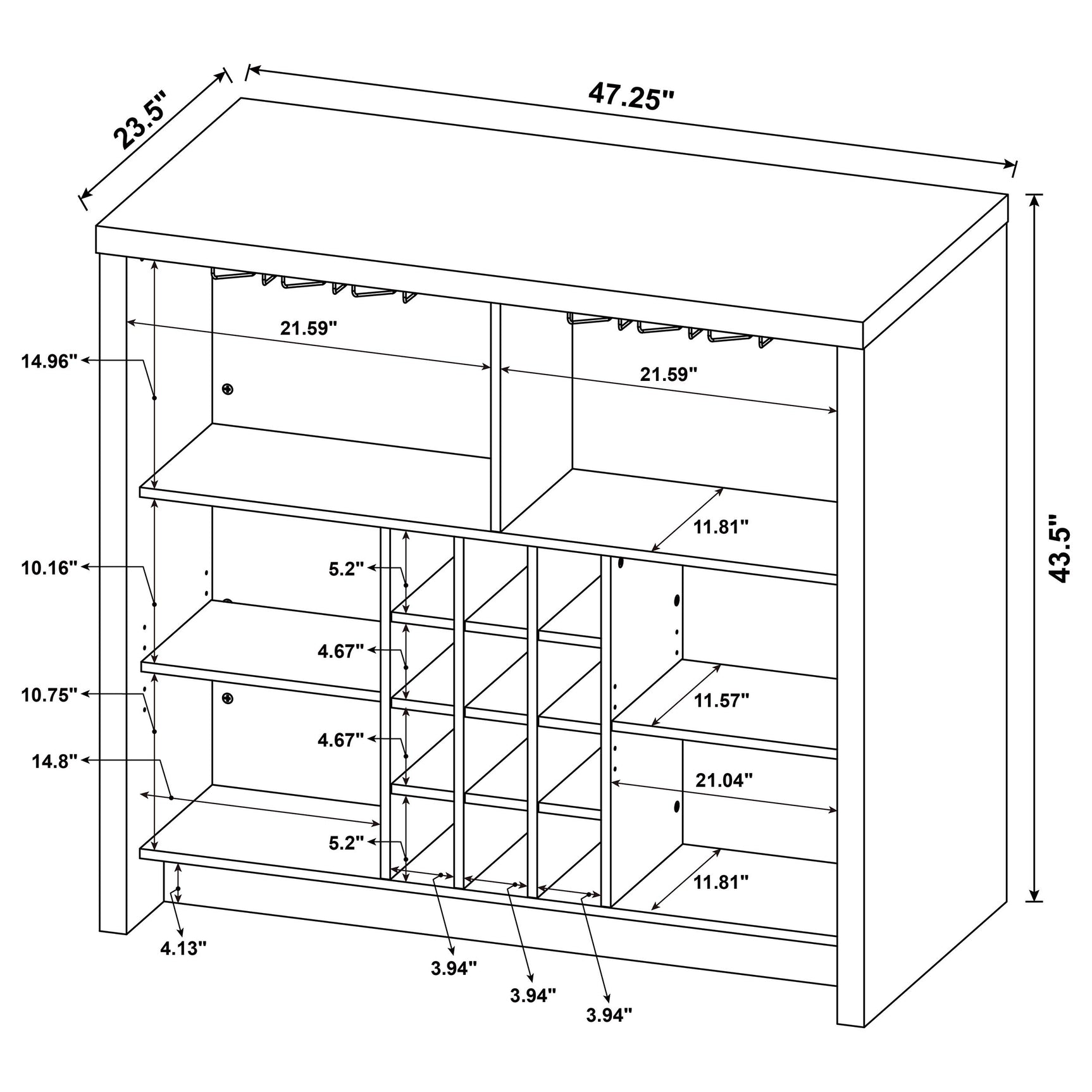 Topanga Engineered Wood Freestanding Home Bar Black - Tampa Furniture Outlet
