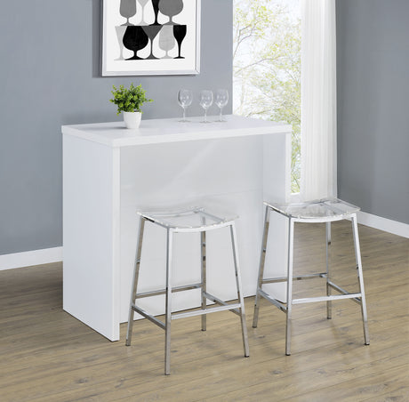 Topanga Engineered Wood Freestanding Home Bar White - Tampa Furniture Outlet