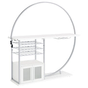 Tampa Furniture Outlet - Coaster - Risley 2-door Circular LED Wine Cabinet White High Gloss - 182798