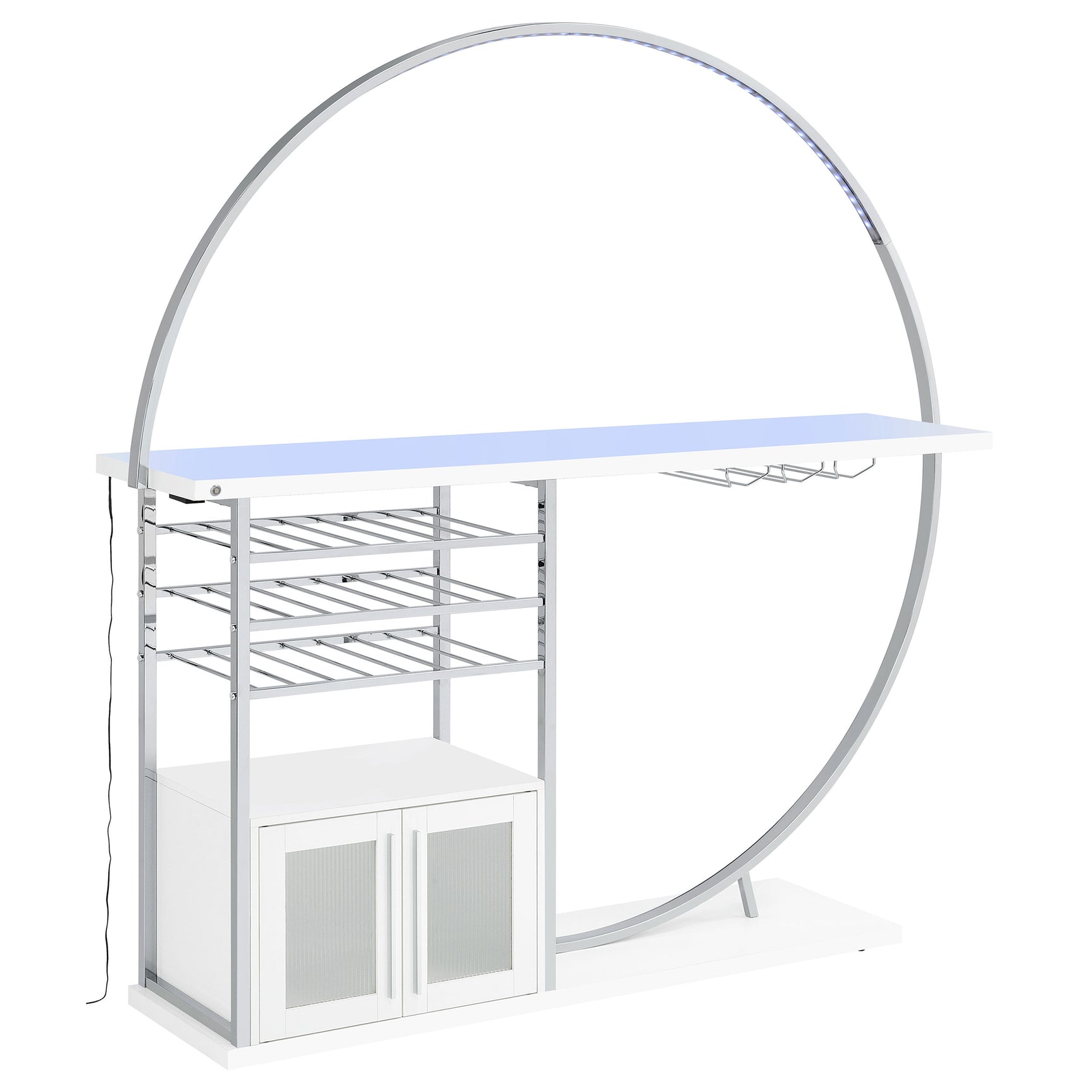 Risley 2-door Circular LED Wine Cabinet White High Gloss - Tampa Furniture Outlet