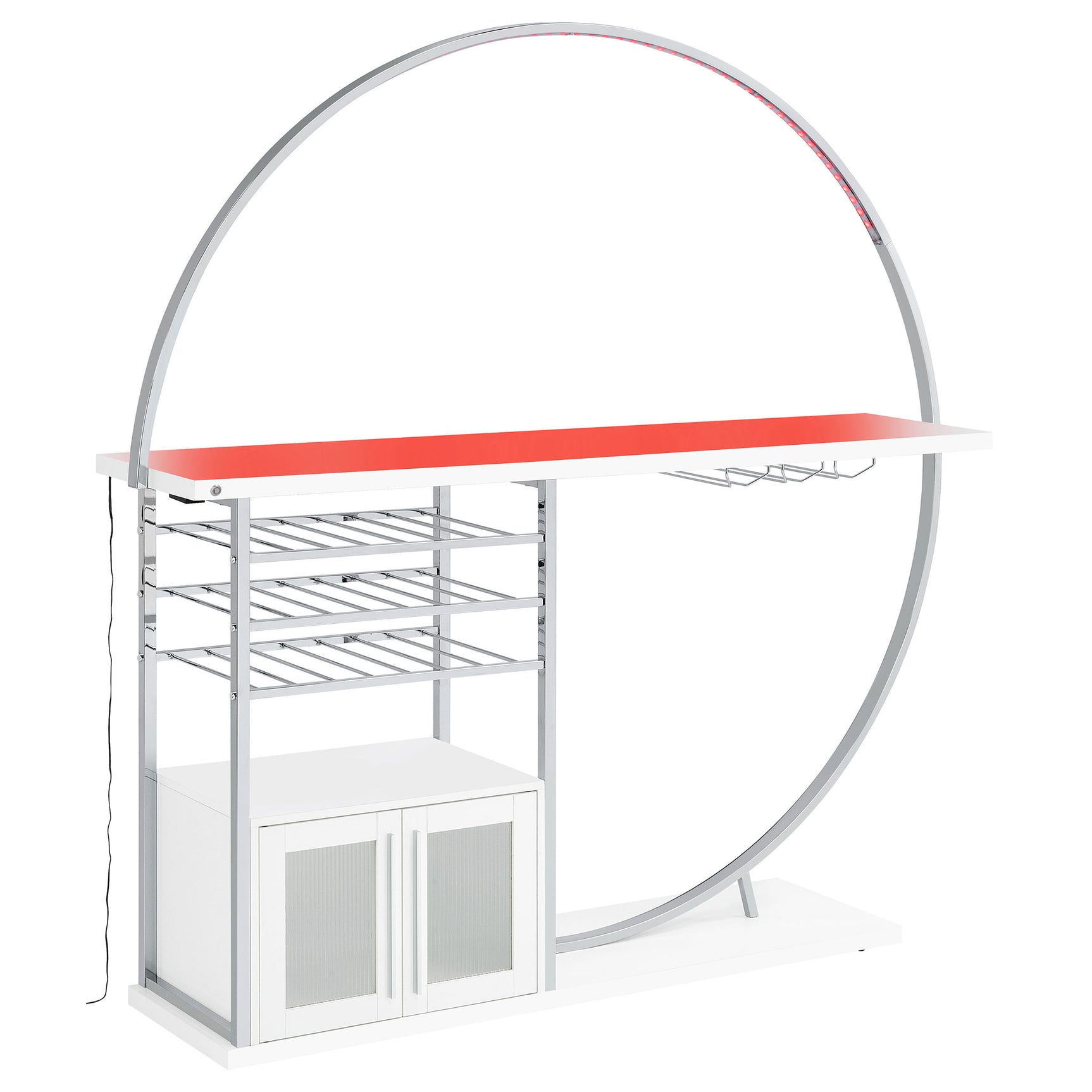 Risley 2-door Circular LED Wine Cabinet White High Gloss - Tampa Furniture Outlet