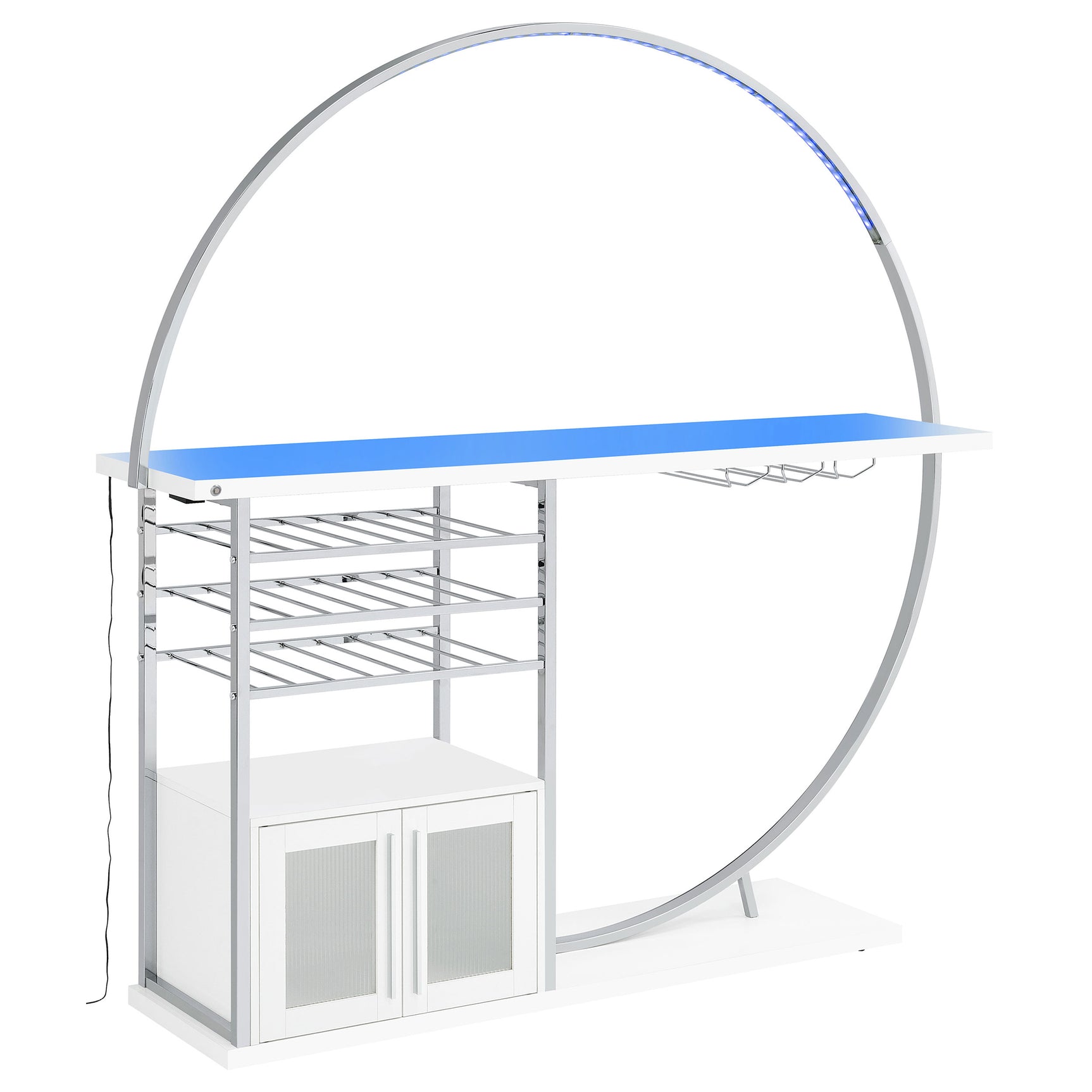 Risley 2-door Circular LED Wine Cabinet White High Gloss - Tampa Furniture Outlet