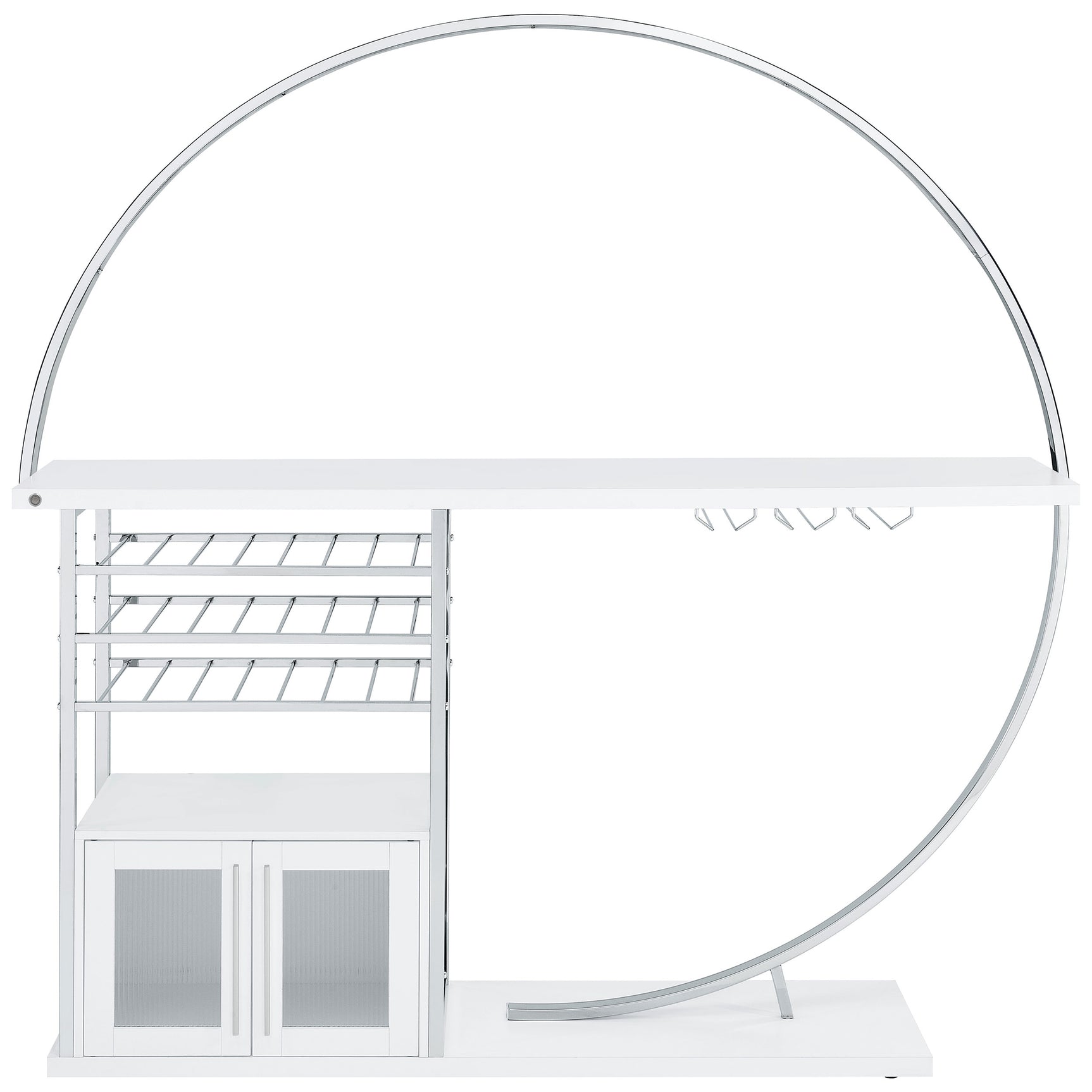 Risley 2-door Circular LED Wine Cabinet White High Gloss - Tampa Furniture Outlet