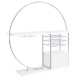 Risley 2-door Circular LED Wine Cabinet White High Gloss - Tampa Furniture Outlet