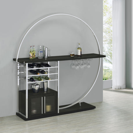 Risley 2-door Circular LED Wine Cabinet Dark Charcoal - Tampa Furniture Outlet