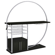 Tampa Furniture Outlet - Coaster - Risley 2-door Circular LED Wine Cabinet Dark Charcoal - 182799