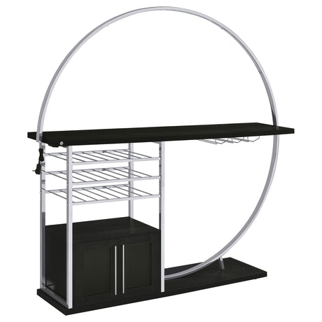 Tampa Furniture Outlet - Coaster - Risley 2-door Circular LED Wine Cabinet Dark Charcoal - 182799