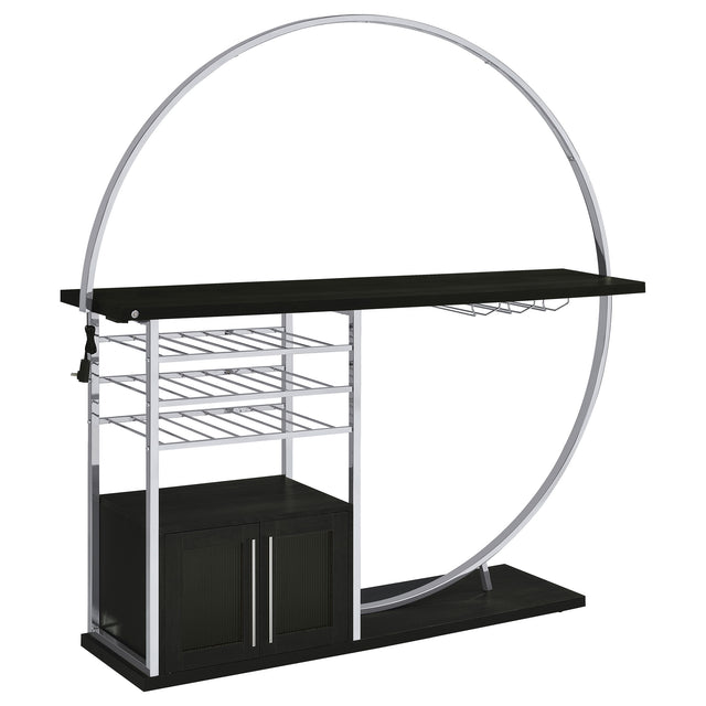 Tampa Furniture Outlet - Coaster - Risley 2-door Circular LED Wine Cabinet Dark Charcoal - 182799
