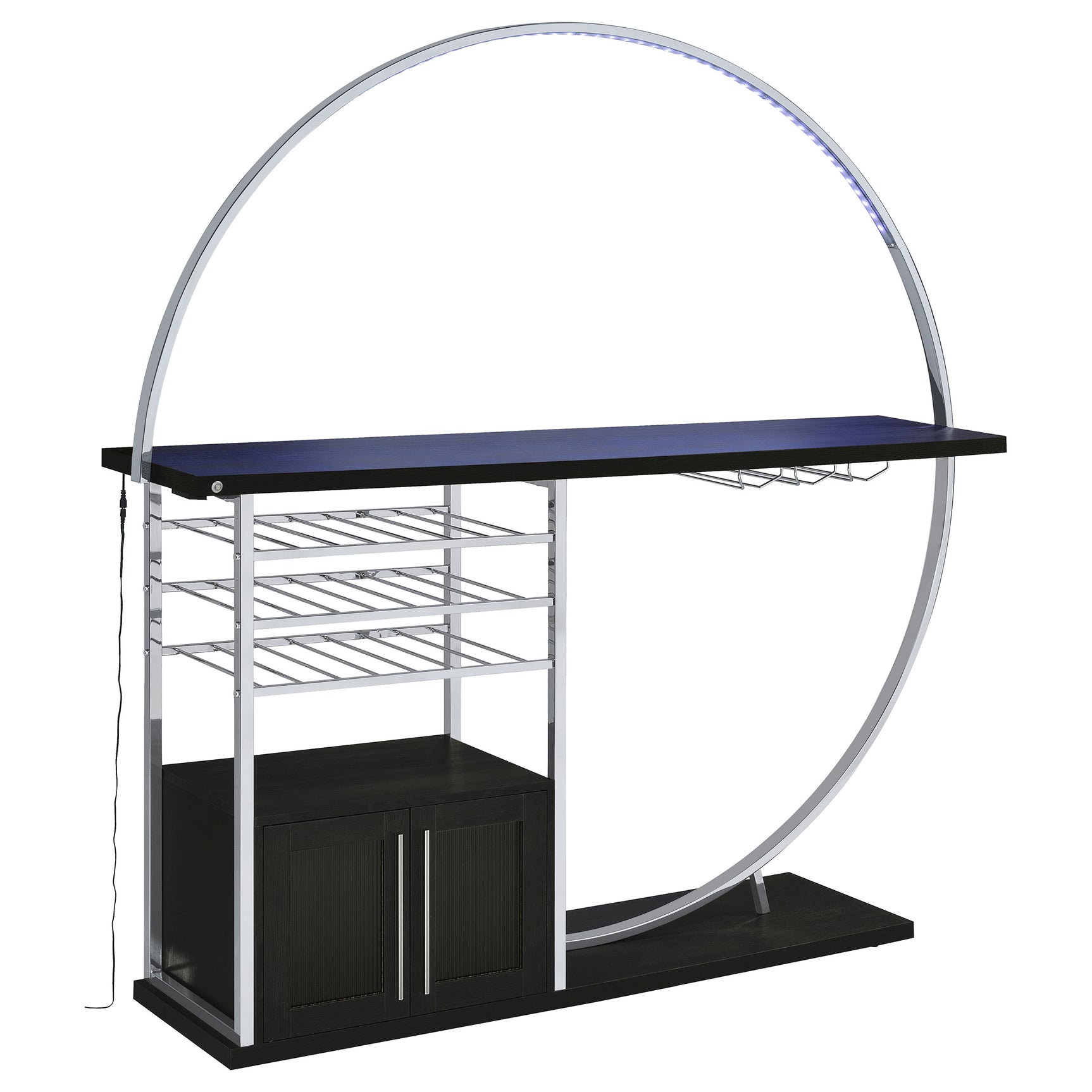 Risley 2-door Circular LED Wine Cabinet Dark Charcoal - Tampa Furniture Outlet