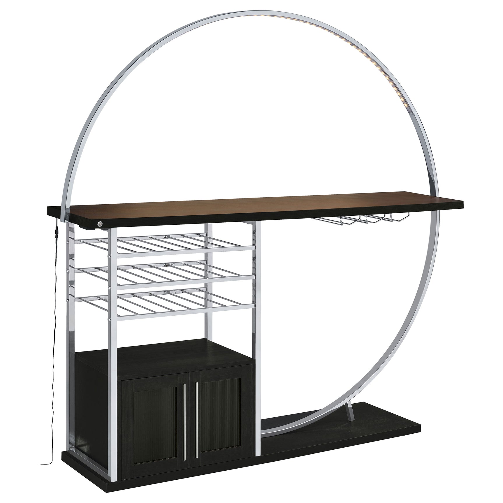 Risley 2-door Circular LED Wine Cabinet Dark Charcoal - Tampa Furniture Outlet
