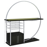 Risley 2-door Circular LED Wine Cabinet Dark Charcoal - Tampa Furniture Outlet