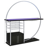 Risley 2-door Circular LED Wine Cabinet Dark Charcoal - Tampa Furniture Outlet
