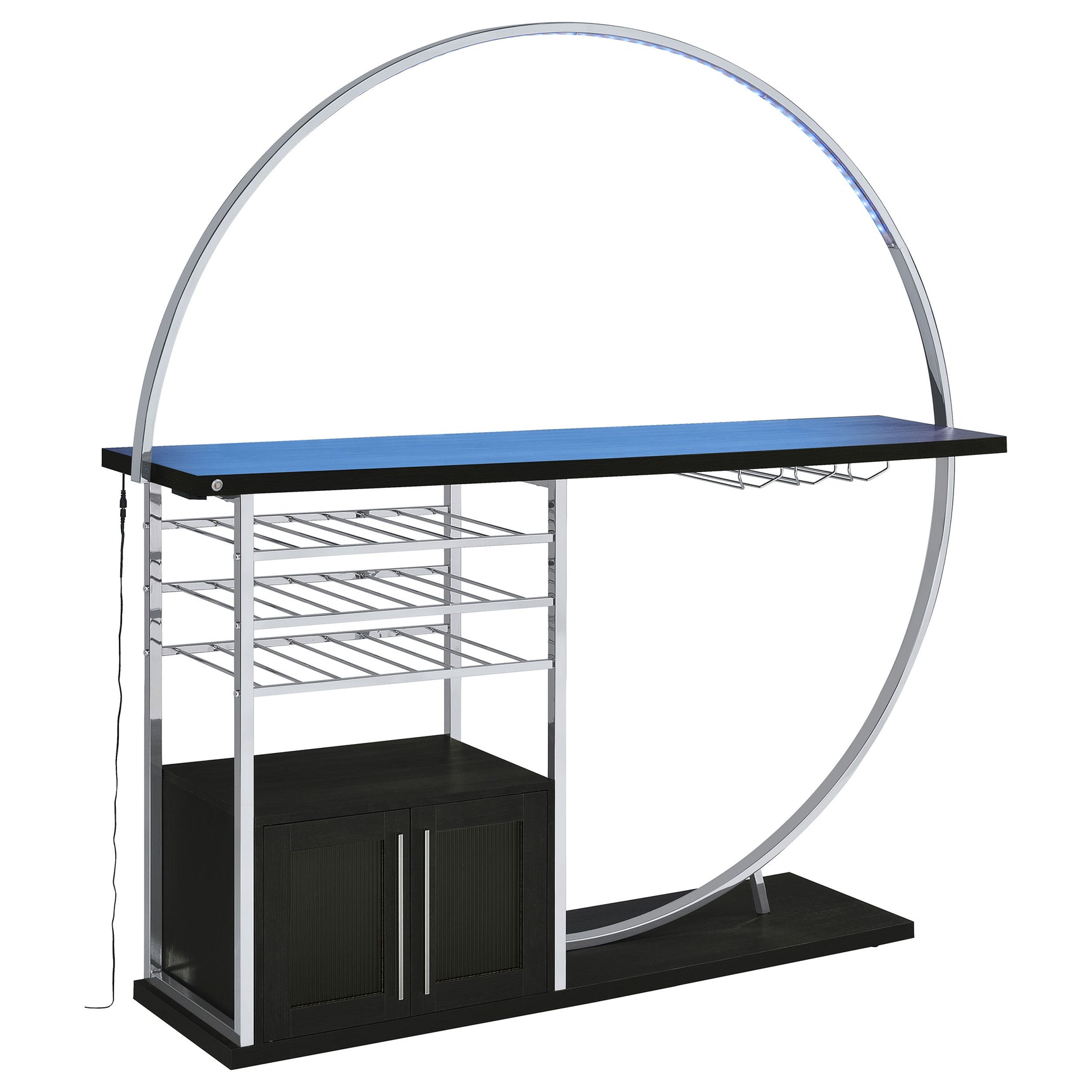 Risley 2-door Circular LED Wine Cabinet Dark Charcoal - Tampa Furniture Outlet