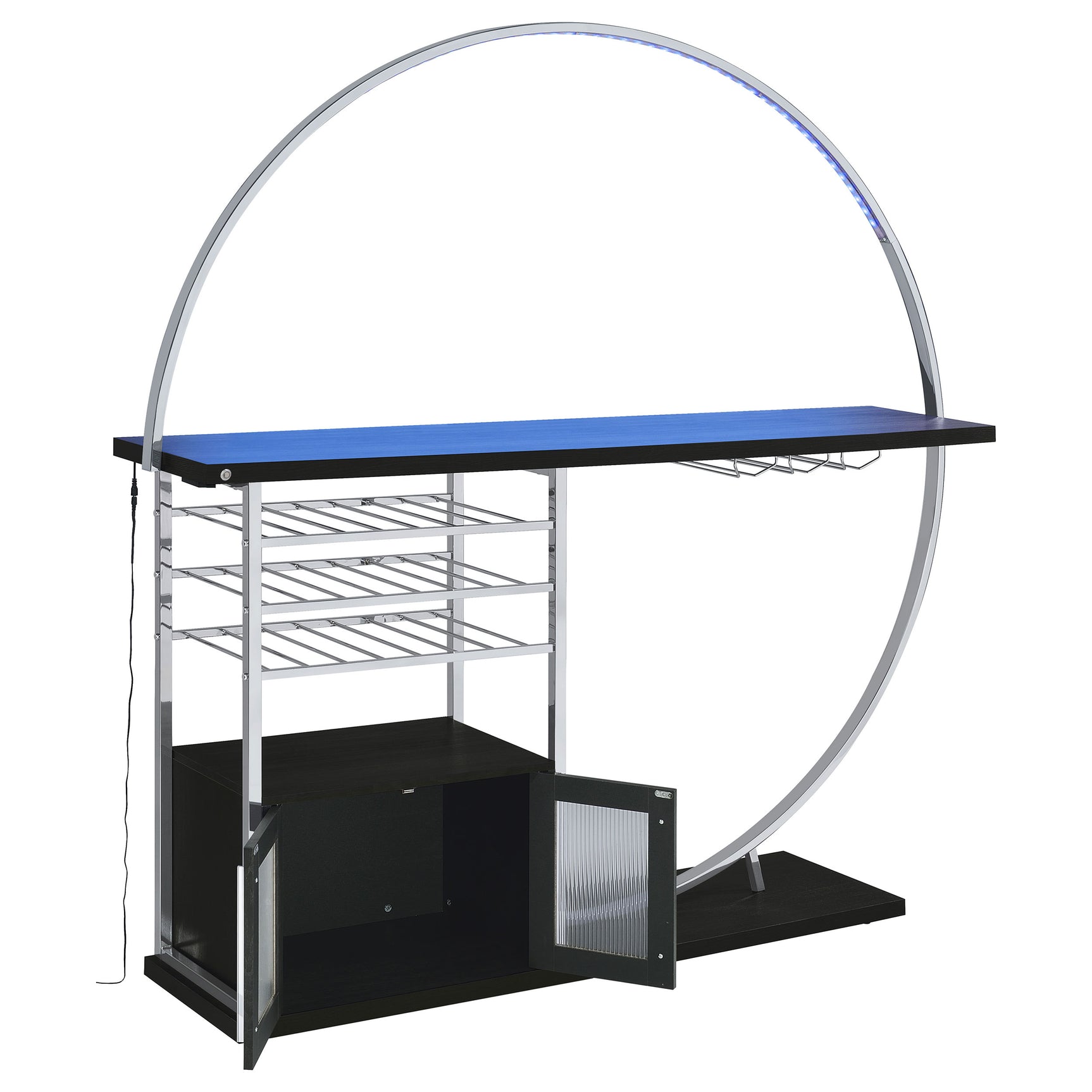 Risley 2-door Circular LED Wine Cabinet Dark Charcoal - Tampa Furniture Outlet