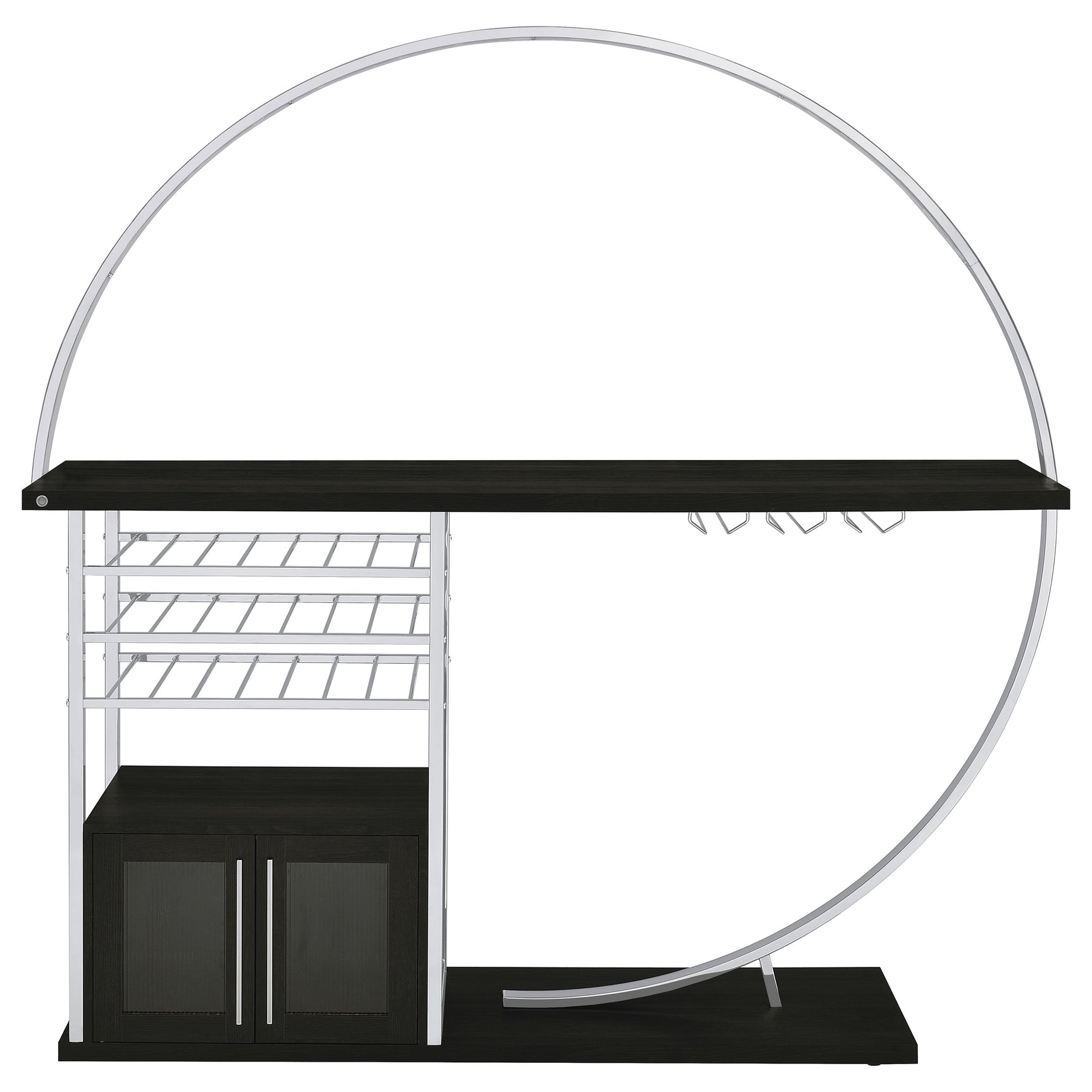 Risley 2-door Circular LED Wine Cabinet Dark Charcoal - Tampa Furniture Outlet