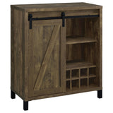 Tampa Furniture Outlet - Coaster - Arlington Sliding Door Home Bar Wine Cabinet Rustic Oak - 182852