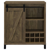 Arlington Sliding Door Home Bar Wine Cabinet Rustic Oak - Tampa Furniture Outlet