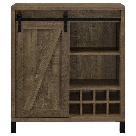 Arlington Sliding Door Home Bar Wine Cabinet Rustic Oak - Tampa Furniture Outlet