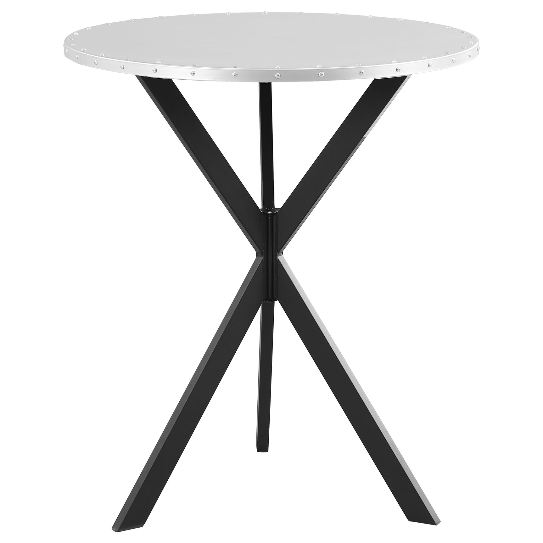 Kenzo Round 32-inch Galvanized Steel Bistro Bar Table Silver - Tampa Furniture Outlet