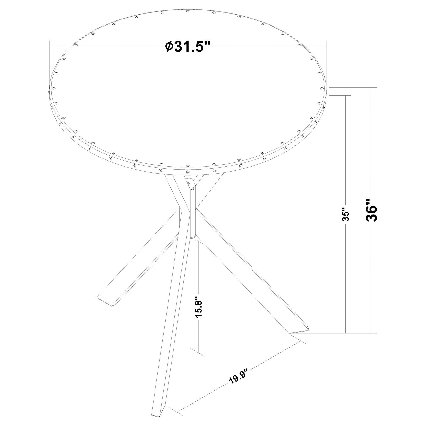Kenzo Round 32-inch Galvanized Steel Bistro Bar Table Silver - Tampa Furniture Outlet