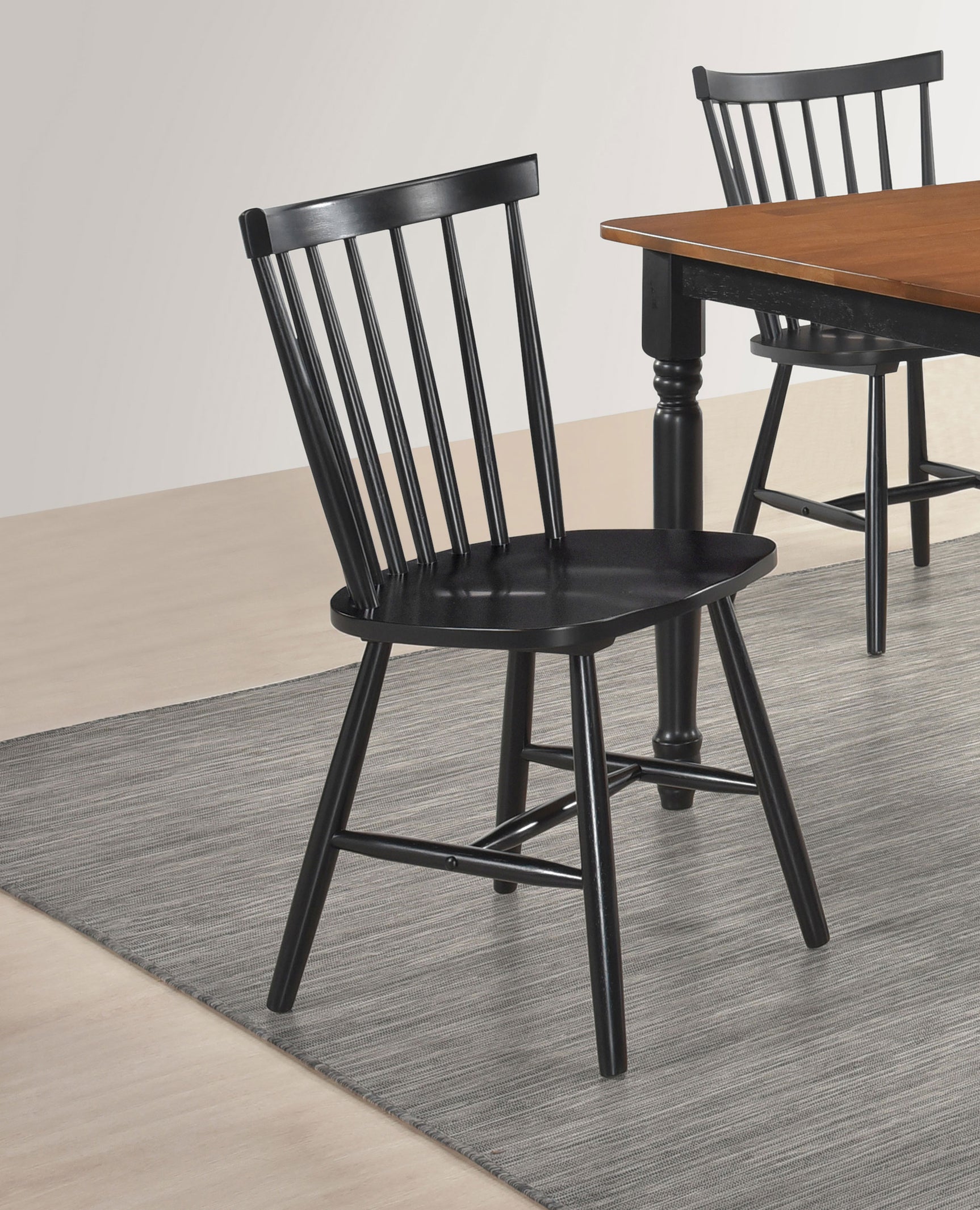 Hollyoak Windsor Wood Dining Side Chair Black (Set of 2) - Tampa Furniture Outlet