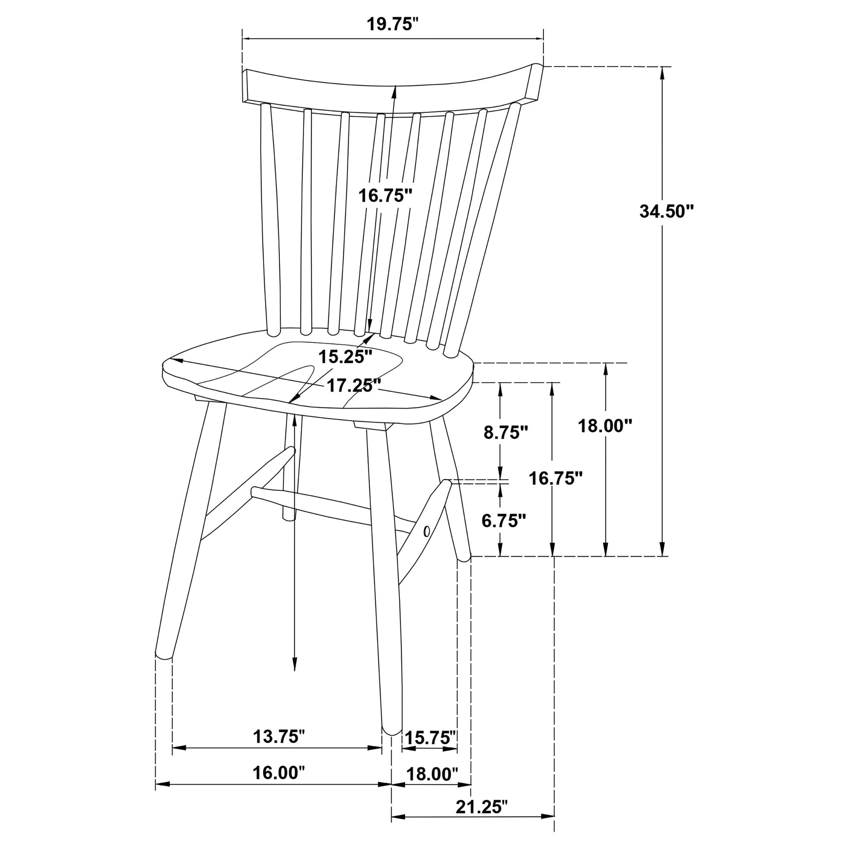 Hollyoak Windsor Wood Dining Side Chair Black (Set of 2) - Tampa Furniture Outlet