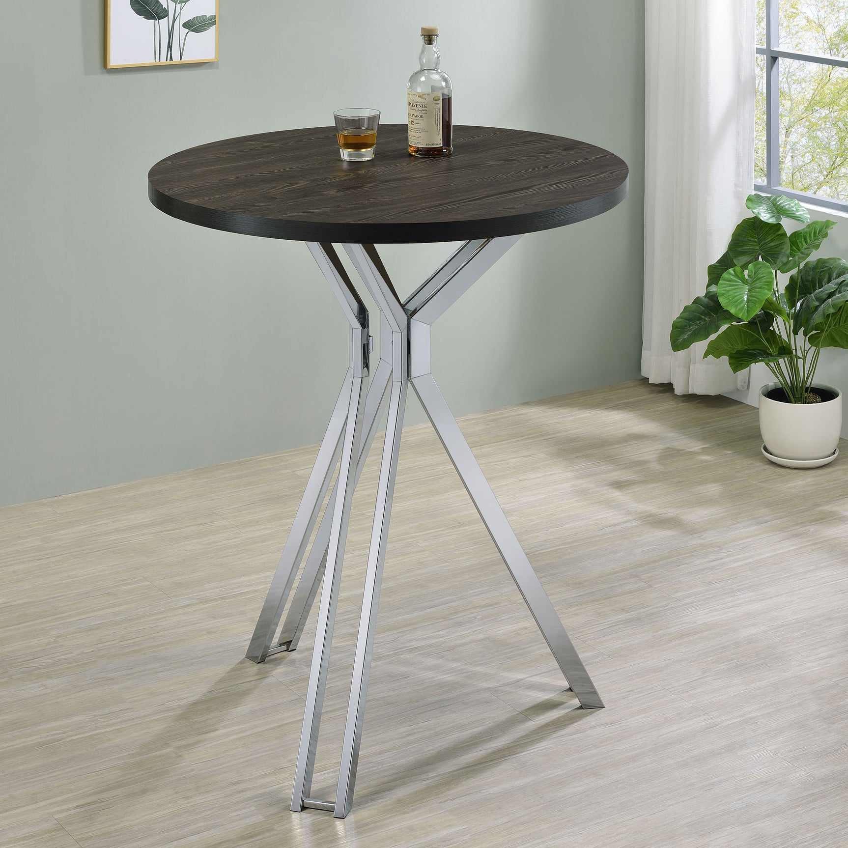 Edgerton Round 35-inch Pub Height Bistro Bar Table Dark Oak - Tampa Furniture Outlet