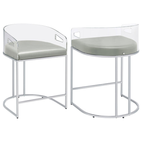 Tampa Furniture Outlet - Coaster - Thermosolis Clear Acrylic Counter Chair Chrome (Set of 2) - 183405