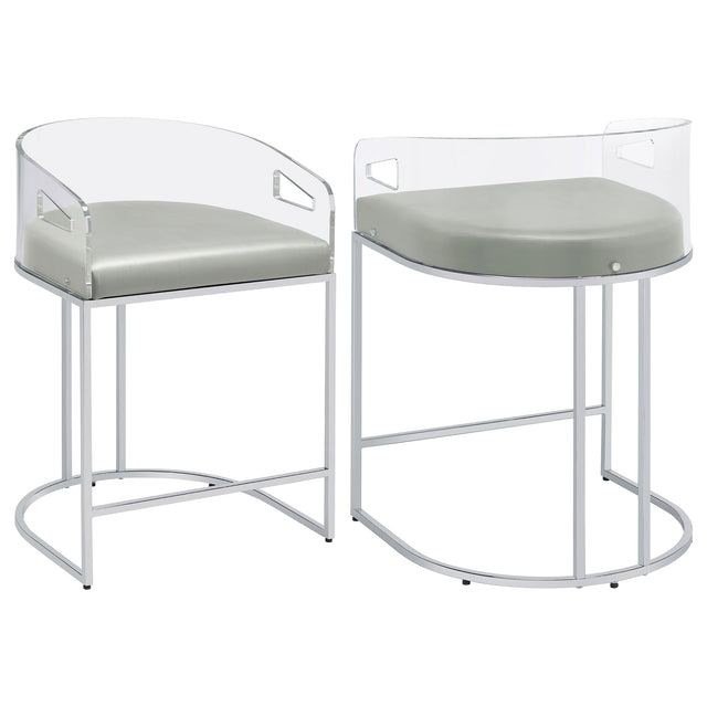 Tampa Furniture Outlet - Coaster - Thermosolis Clear Acrylic Counter Chair Chrome (Set of 2) - 183405