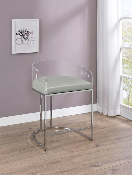 Thermosolis Clear Acrylic Counter Chair Chrome (Set of 2) - Tampa Furniture Outlet
