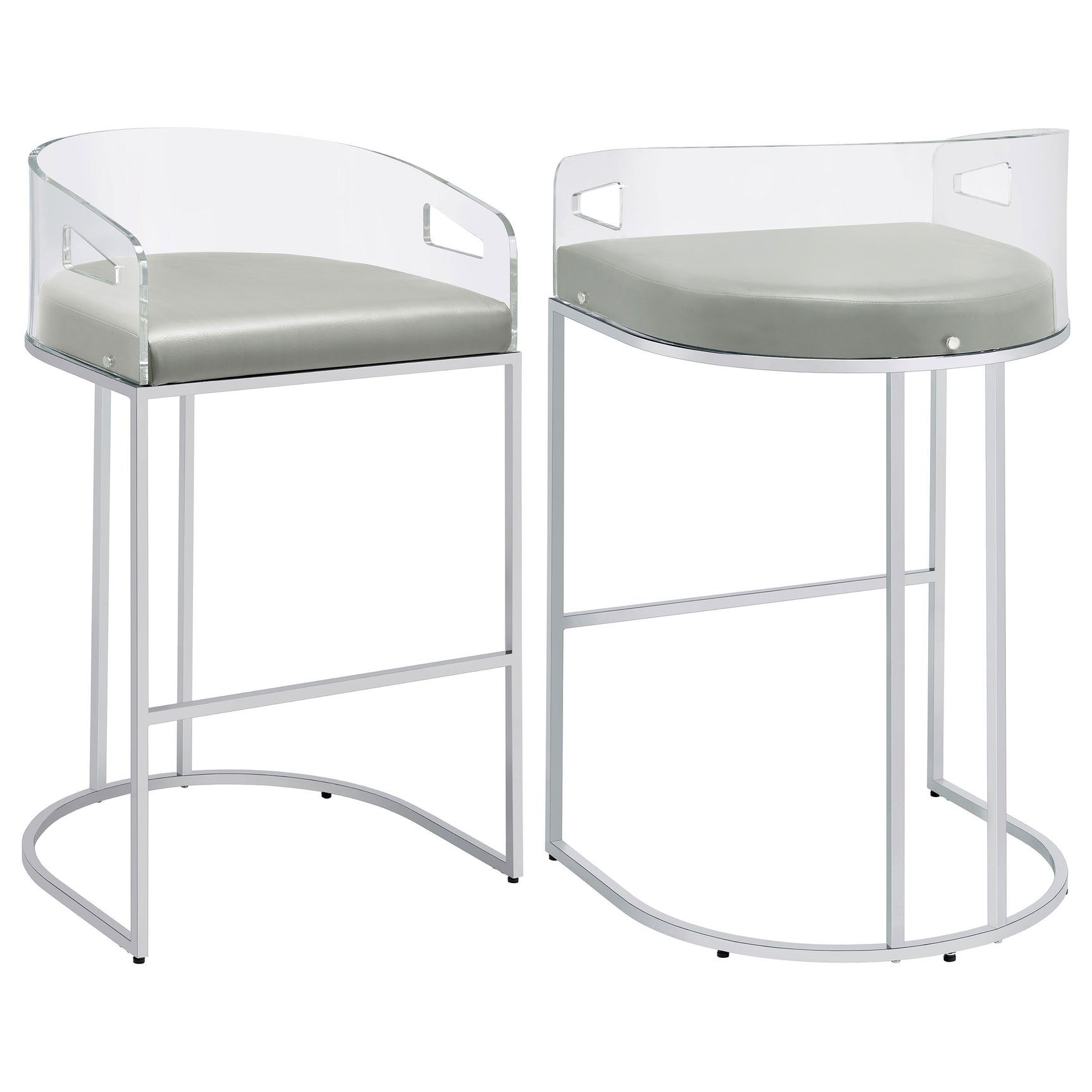 Tampa Furniture Outlet - Coaster - Thermosolis Clear Acrylic Bar Chair Chrome (Set of 2) - 183406