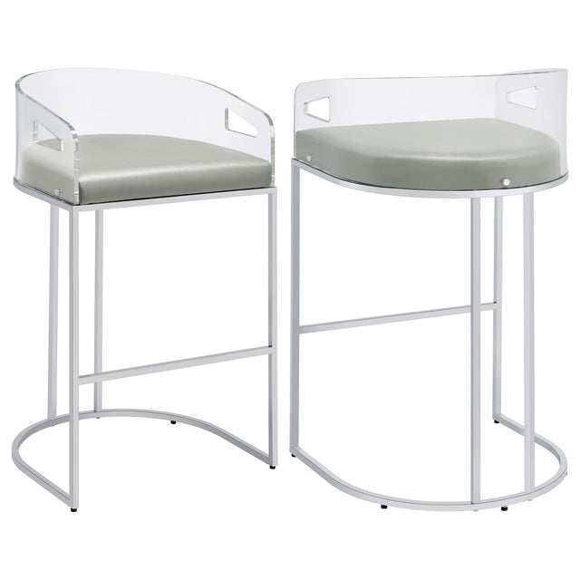 Tampa Furniture Outlet - Coaster - Thermosolis Clear Acrylic Bar Chair Chrome (Set of 2) - 183406