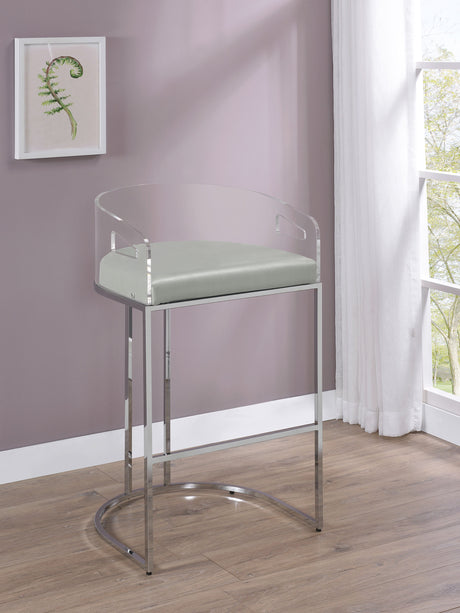 Thermosolis Clear Acrylic Bar Chair Chrome (Set of 2) - Tampa Furniture Outlet