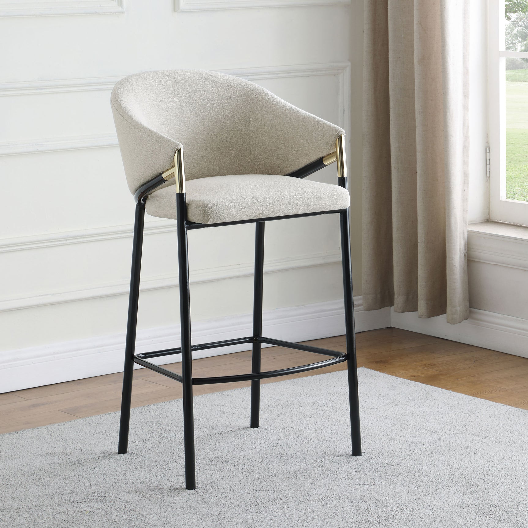 Chadwick Fabric Upholstered Bar Chair Beige (Set of 2) - Tampa Furniture Outlet