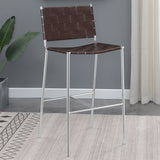 Adelaide Upholstered Pub Height Bar Stool Brown and Chrome - Tampa Furniture Outlet