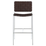 Adelaide Upholstered Pub Height Bar Stool Brown and Chrome - Tampa Furniture Outlet