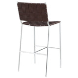 Adelaide Upholstered Pub Height Bar Stool Brown and Chrome - Tampa Furniture Outlet
