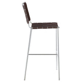 Adelaide Upholstered Pub Height Bar Stool Brown and Chrome - Tampa Furniture Outlet