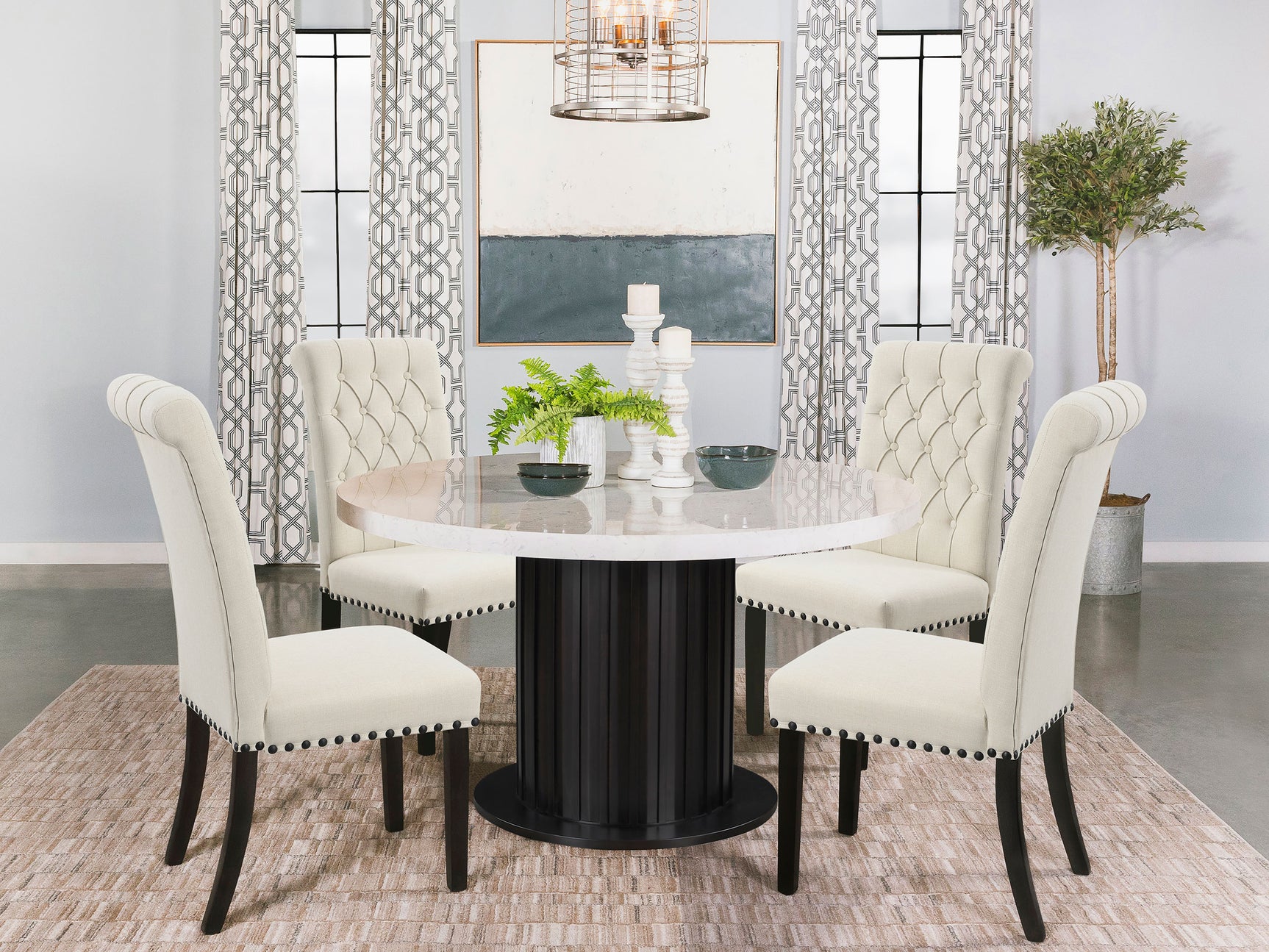Alana Fabric Upholstered Dining Side Chair Beige (Set of 2) - Tampa Furniture Outlet