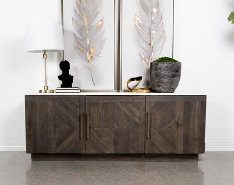 Dennis 3-door Marble Top Sideboard Buffet Tobacco Grey - Tampa Furniture Outlet