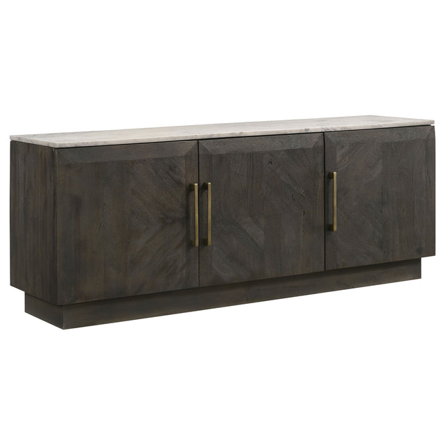 Tampa Furniture Outlet - Coaster - Dennis 3-door Marble Top Sideboard Buffet Tobacco Grey - 190655